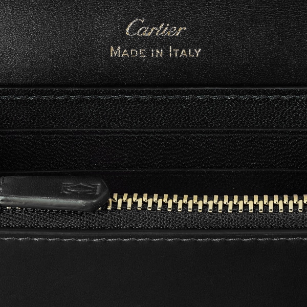 Minicartera, C de Cartier Piel de becerro color negro, acabado dorado y esmalte color negro