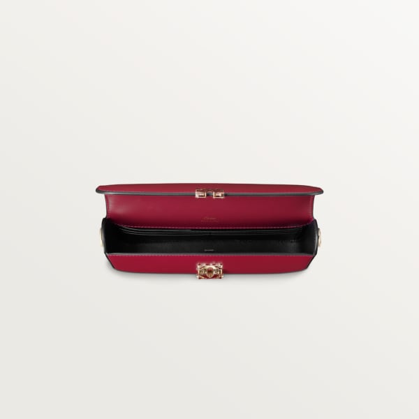 C de Cartier Tasche mit Kette, Mini-Modell Kalbsleder in Kirschrot, Gold-Finish und Emaille in Kirschrot