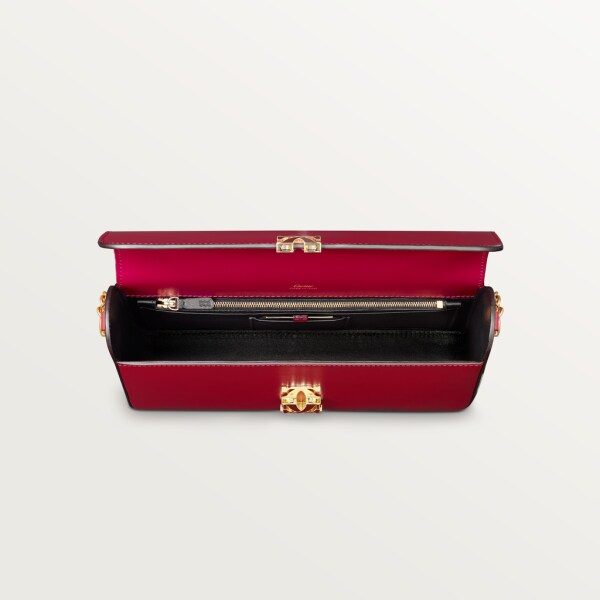 Bolso de cadena tamaño pequeño, doble C de Cartier Piel de becerro color rojo cereza, acabado dorado y esmalte color rojo cereza