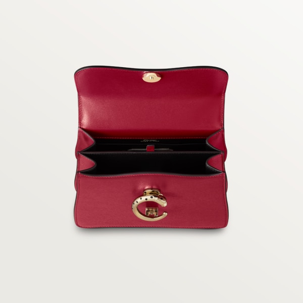 Bolso de mano tamaño mini, Panthère de Cartier Piel de becerro color rojo cereza, acabado dorado