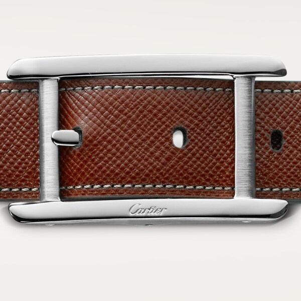 Cinturón Tank de Cartier Piel de ternera color tabaco coñac, hebilla acabado paladio