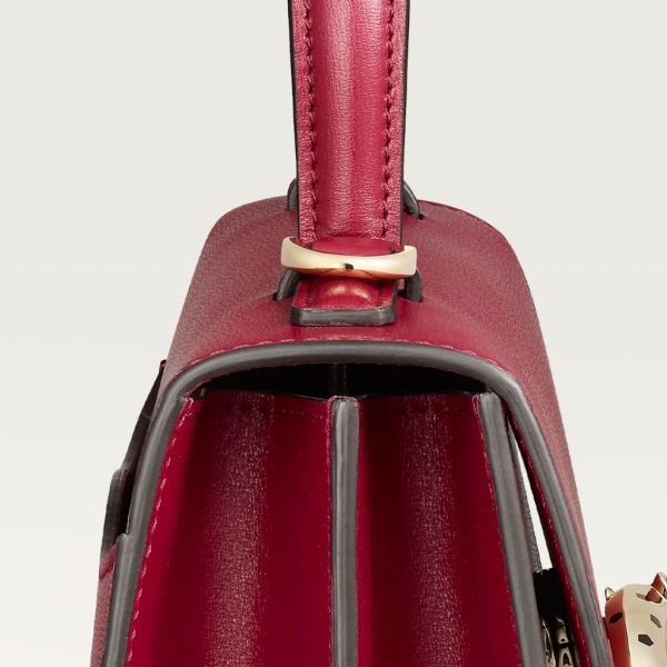 CRL1002324 - Top handle bag small model, Panthère de Cartier - Cherry red  calfskin, golden finish - Cartier