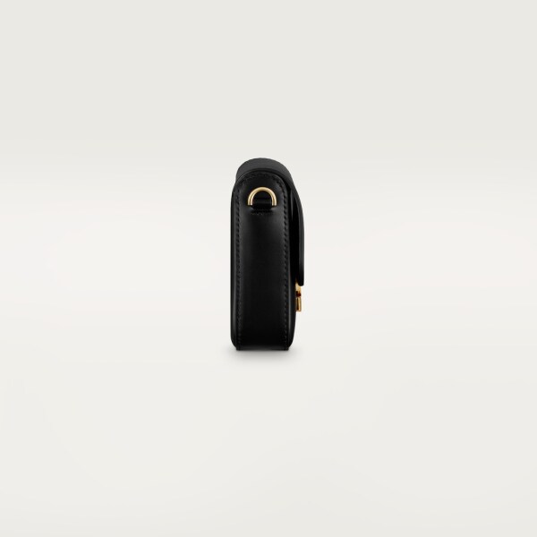 Mini model chain bag, Double C de Cartier Black calfskin, gold and black enamel finish