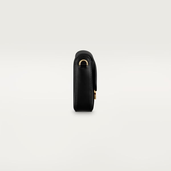 Sac chaine mini modèle  C de Cartier Cuir de veau noir, finition dorée et émail noir