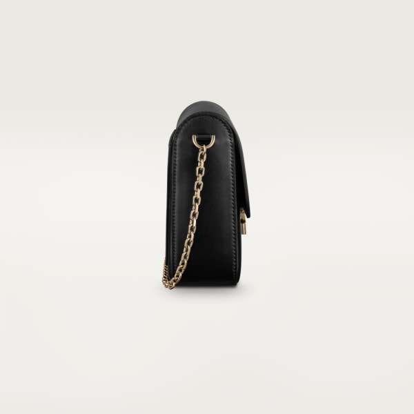 Sac chaine petit modèle, C de Cartier Cuir de veau noir, finition dorée et émail noir