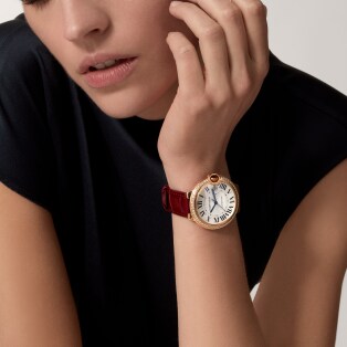 Reloj Ballon Bleu de Cartier 40 mm, movimiento automático, oro rosa, diamantes, piel