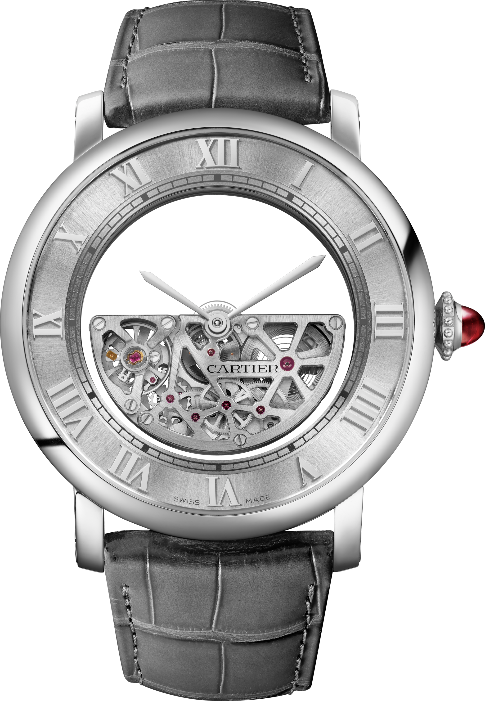 Reloj Rotonde de Cartier Masse mystérieuseEstuche en edición limitada y numerada de 30 piezas, platino, correas de piel intercambiables