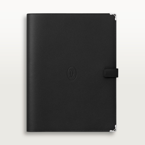 Must de Cartier LM notebook cover Black calfskin, palladium 950/1000 finish