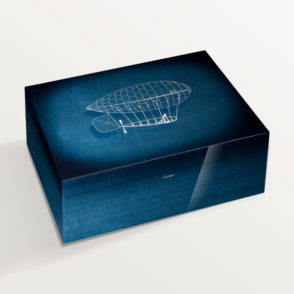 Santos de Cartier aeronaut motif box Blue lacquered wood