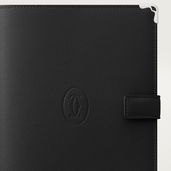 Must de Cartier SM notebook cover Black calfskin, palladium 950/1000 finish
