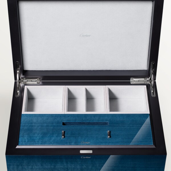 Santos de Cartier aeronaut motif box Blue lacquered wood