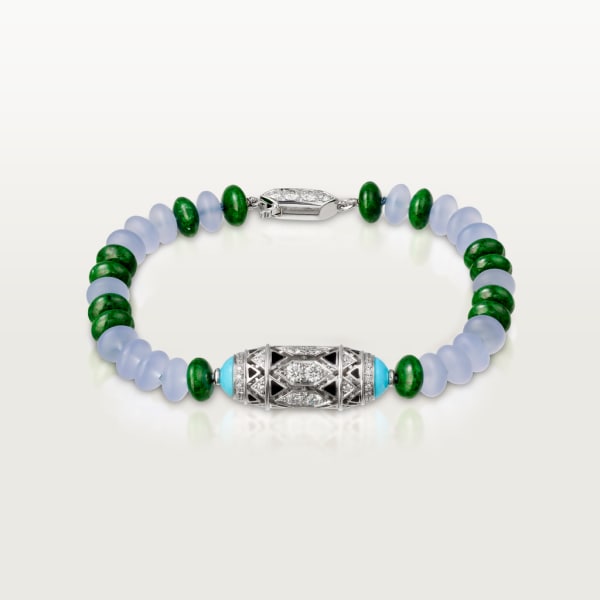 High Jewellery bracelet White gold, chalcedony, skarn, turquoise, black lacquer, emerald cabochons, diamonds