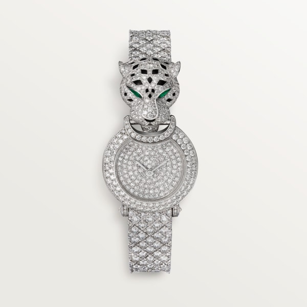 Uhr La Panthère de Cartier 23,6 mm, rhodiniertes Weißgold, Diamanten