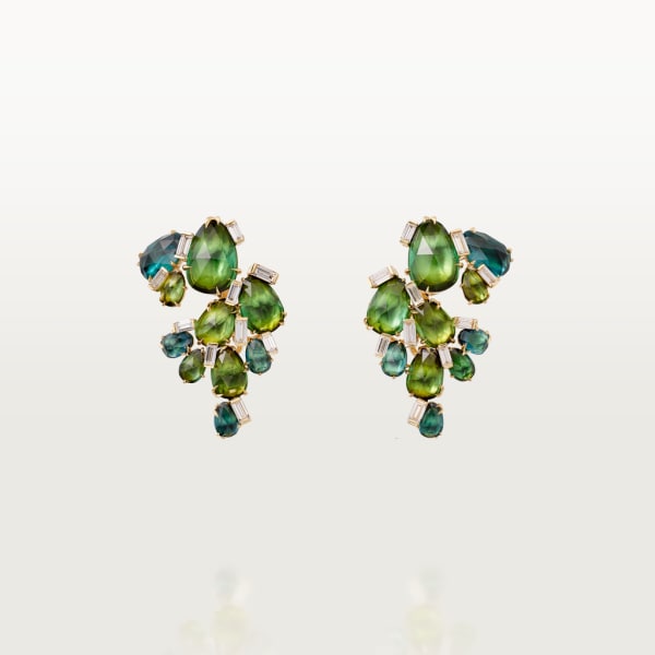 Cactus de Cartier earrings Yellow gold, tourmalines, diamonds