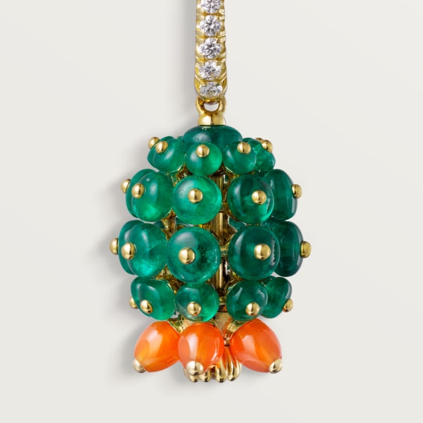 Cactus de Cartier earrings Yellow gold, emeralds, carnelians, diamonds