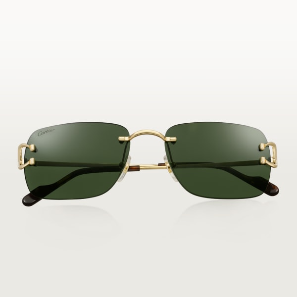 Gafas de sol Signature C de Cartier Metal acabado dorado liso, lentes verdes