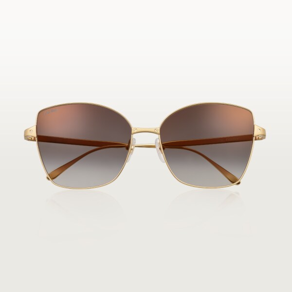Santos de Cartier sunglasses Smooth and brushed golden-finish metal, graduated grey lenses with golden flash
