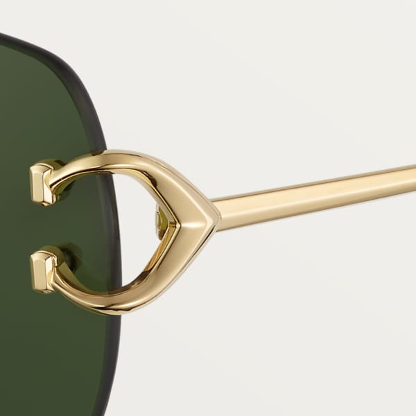 Gafas de sol Signature C de Cartier Metal acabado dorado liso, lentes verdes