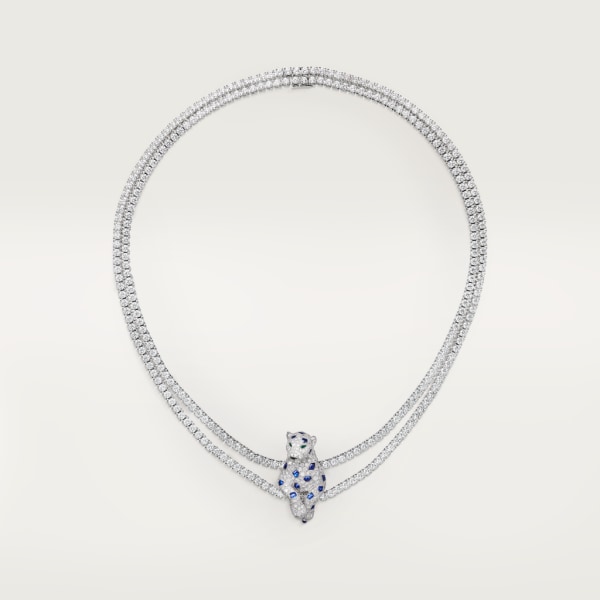 Collar Panthère de Cartier Oro blanco, esmeralda, zafiro, ónix, diamantes