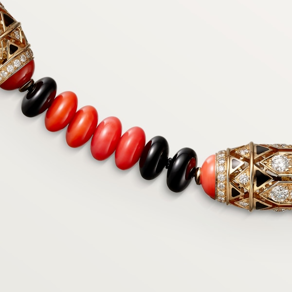 High Jewellery necklace Rose gold, coral, onyx, black lacquer, diamonds
