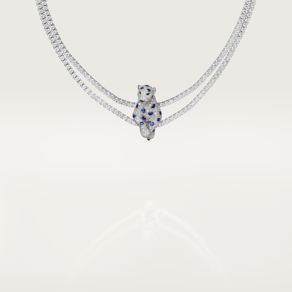 Collar Panthère de Cartier Oro blanco, esmeralda, zafiro, ónix, diamantes