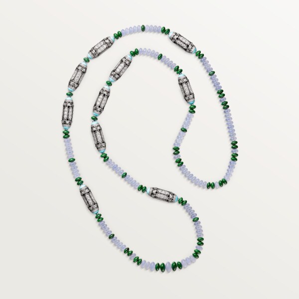 High Jewellery necklace White gold, chalcedony, skarn, turquoise, black lacquer, diamonds
