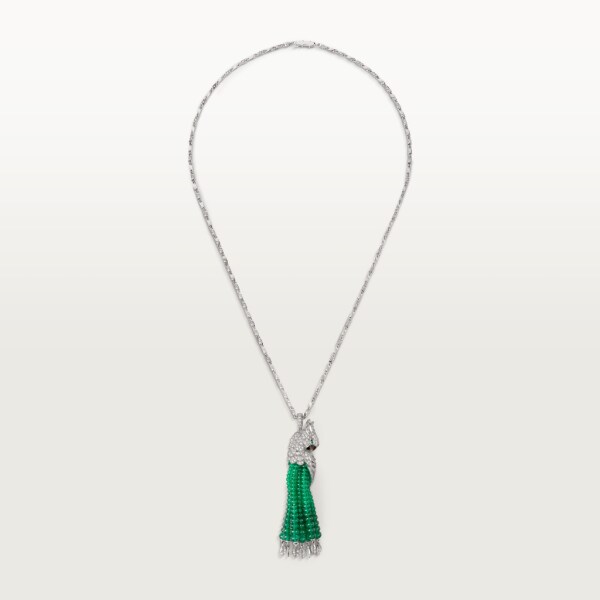 Les Oiseaux Libérés necklace White gold, emeralds, mother-of-pearl, diamonds