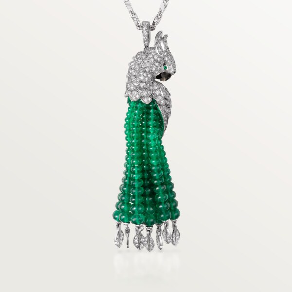 Les Oiseaux Libérés necklace White gold, emeralds, mother-of-pearl, diamonds
