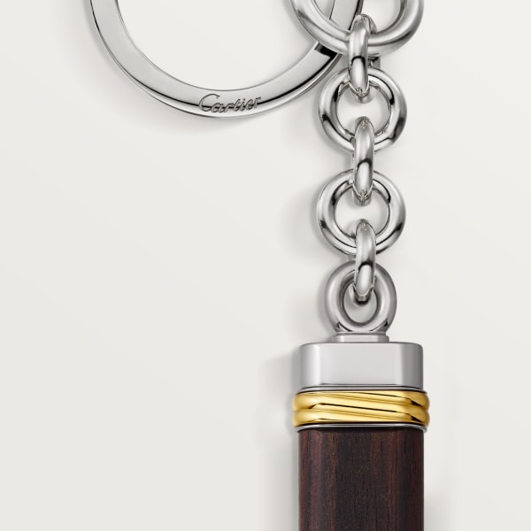 Vendôme Louis Cartier Schlüsselanhänger „Touch Wood“ Metall in Palladium- und Gold-Finish, Makassar-Ebenholz.