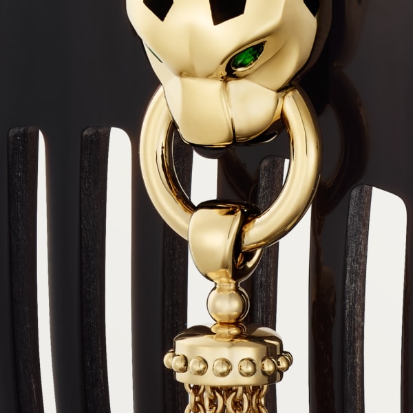 La Panthère ornament hairbrush Yellow gold, tsavorite, black lacquer, buffalo horn