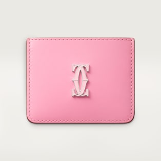 Simple Card Holder, C de Cartier Two-tone pink/pale pink calfskin, palladium and pale pink enamel finish