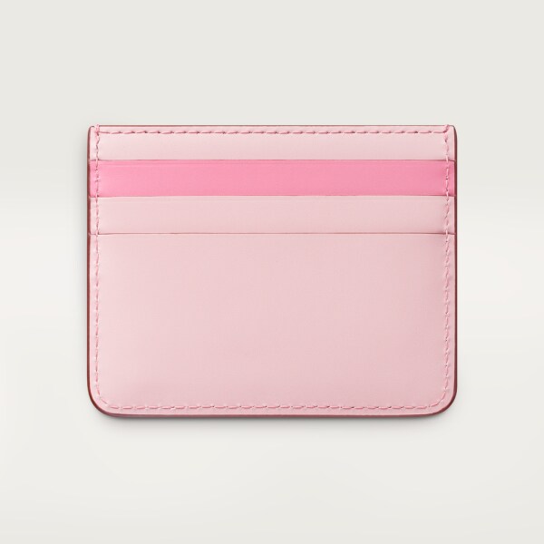 Porte-cartes simple, C de Cartier Cuir de veau bicolore rose/rose pâle, finition palladiée et émail rose pâle