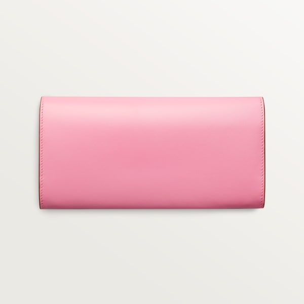 International wallet with flap, C de Cartier Two-tone pink/pale pink calfskin, palladium and pale pink enamel finish