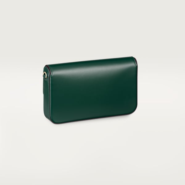 Mini chain bag, C de Cartier Dark green calfskin, gold and dark green enamel finish