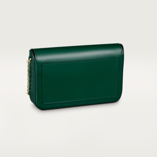 Chain bag small model, C de Cartier Dark green calfskin, gold and dark green enamel finish