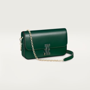 Bolso C de Cartier, bolso de cadena Piel de becerro color verde oscuro, acabado dorado y esmalte verde oscuro