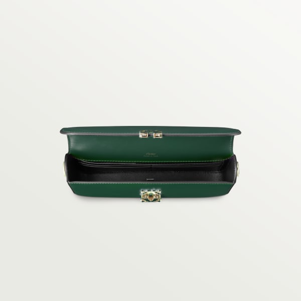 Mini chain bag, C de Cartier Dark green calfskin, gold and dark green enamel finish