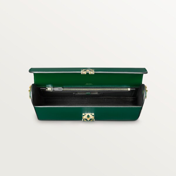 Bolso de cadena tamaño pequeño, Doble C de Cartier Piel de becerro color verde oscuro, acabado dorado y esmalte verde oscuro