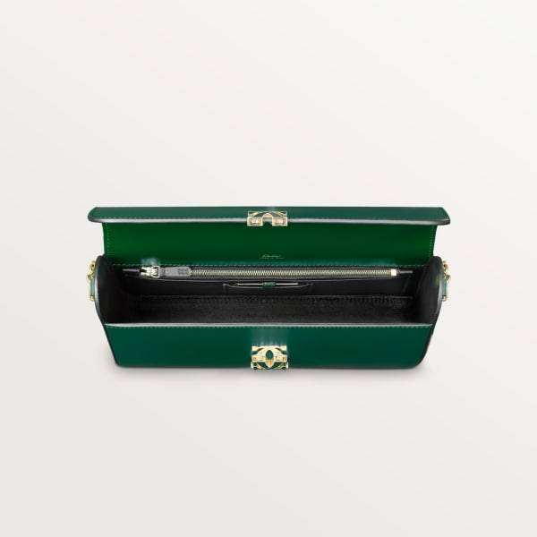 Chain bag small model, C de Cartier Dark green calfskin, gold and dark green enamel finish