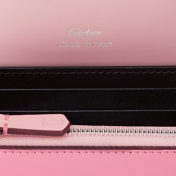 Minicartera, C de Cartier Piel de becerro bicolor rosa y rosa pálido, acabado paladio, esmalte rosa pálido