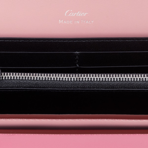 Cartera internacional con tapa, C de Cartier Piel de becerro bicolor rosa y rosa pálido, acabado paladio, esmalte rosa pálido