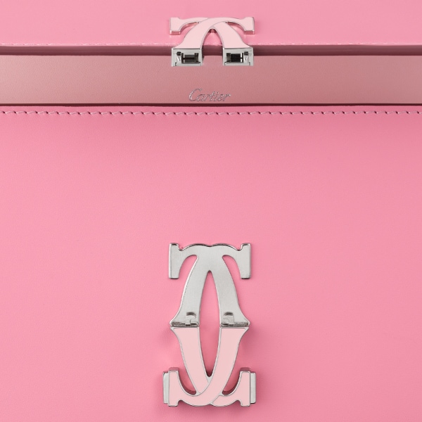 Mini chain bag, C de Cartier Two-tone pink/pale pink calfskin, palladium and pale pink enamel finish