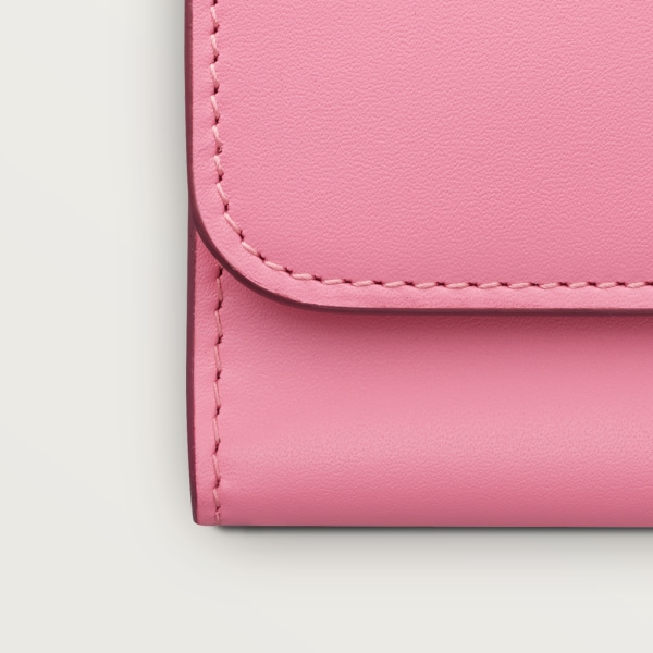 Mini wallet, C de Cartier Two-tone pink/pale pink calfskin, palladium and pale pink enamel finish