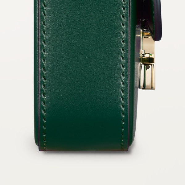 Mini chain bag, C de Cartier Dark green calfskin, gold and dark green enamel finish