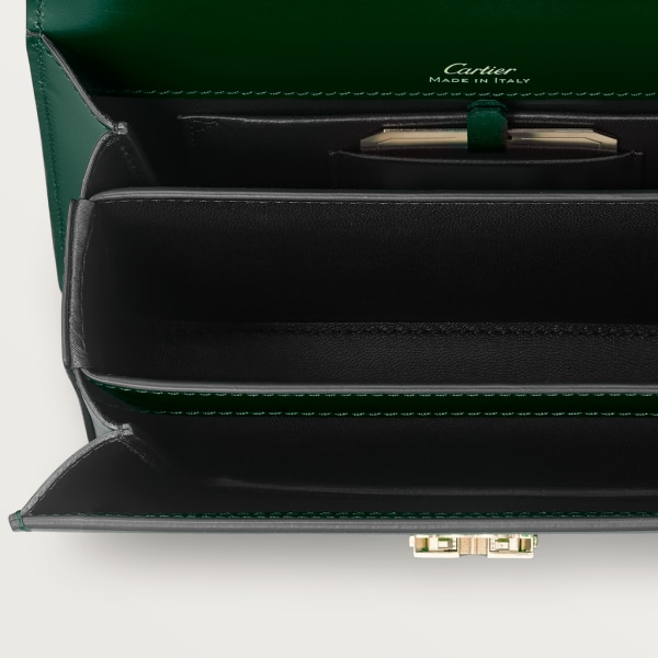 Mini shoulder bag, C de Cartier Dark green calfskin, gold and dark green enamel finish