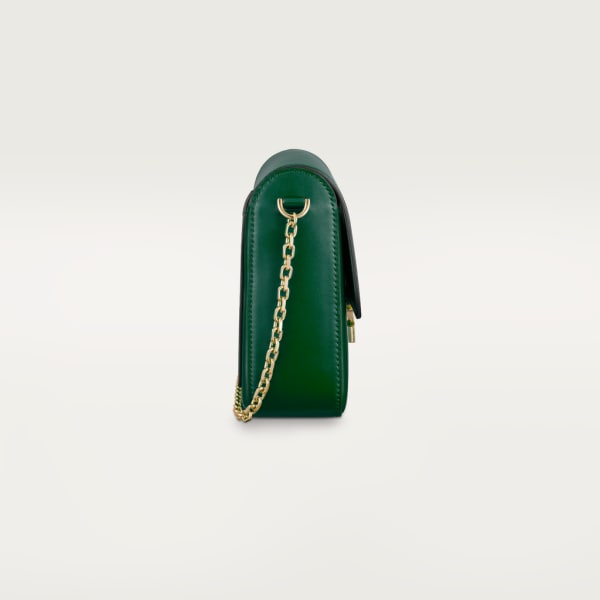 Chain bag small model, C de Cartier Dark green calfskin, gold and dark green enamel finish