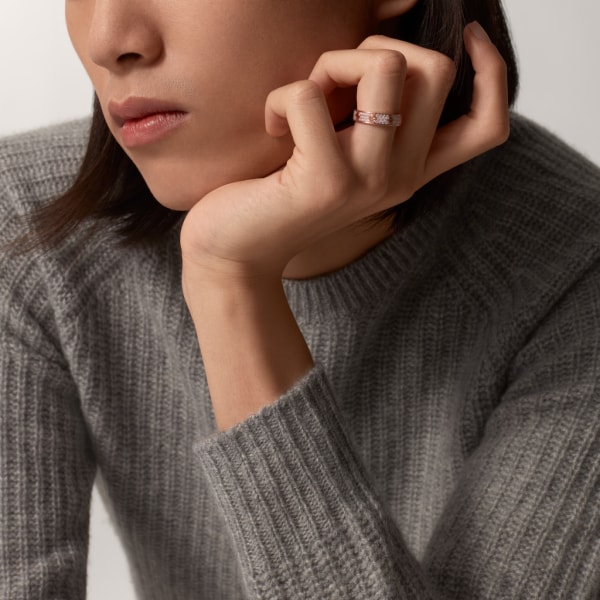 Anillo Love, tamaño pequeño, pavé Oro rosa, diamantes