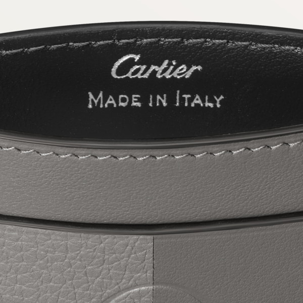 Tarjetero sencillo, Must de Cartier Piel de becerro color gris ceniza lisa y graneada, acabado rutenio