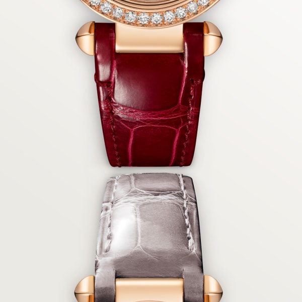 Montre Pasha de Cartier 30mm, mouvement quartz, or rose , diamants, bracelets cuir interchangeables