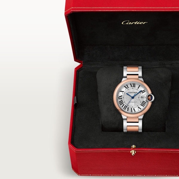Reloj Ballon Bleu de Cartier 42 mm, movimiento mecánico de carga automática, oro rosa, acero